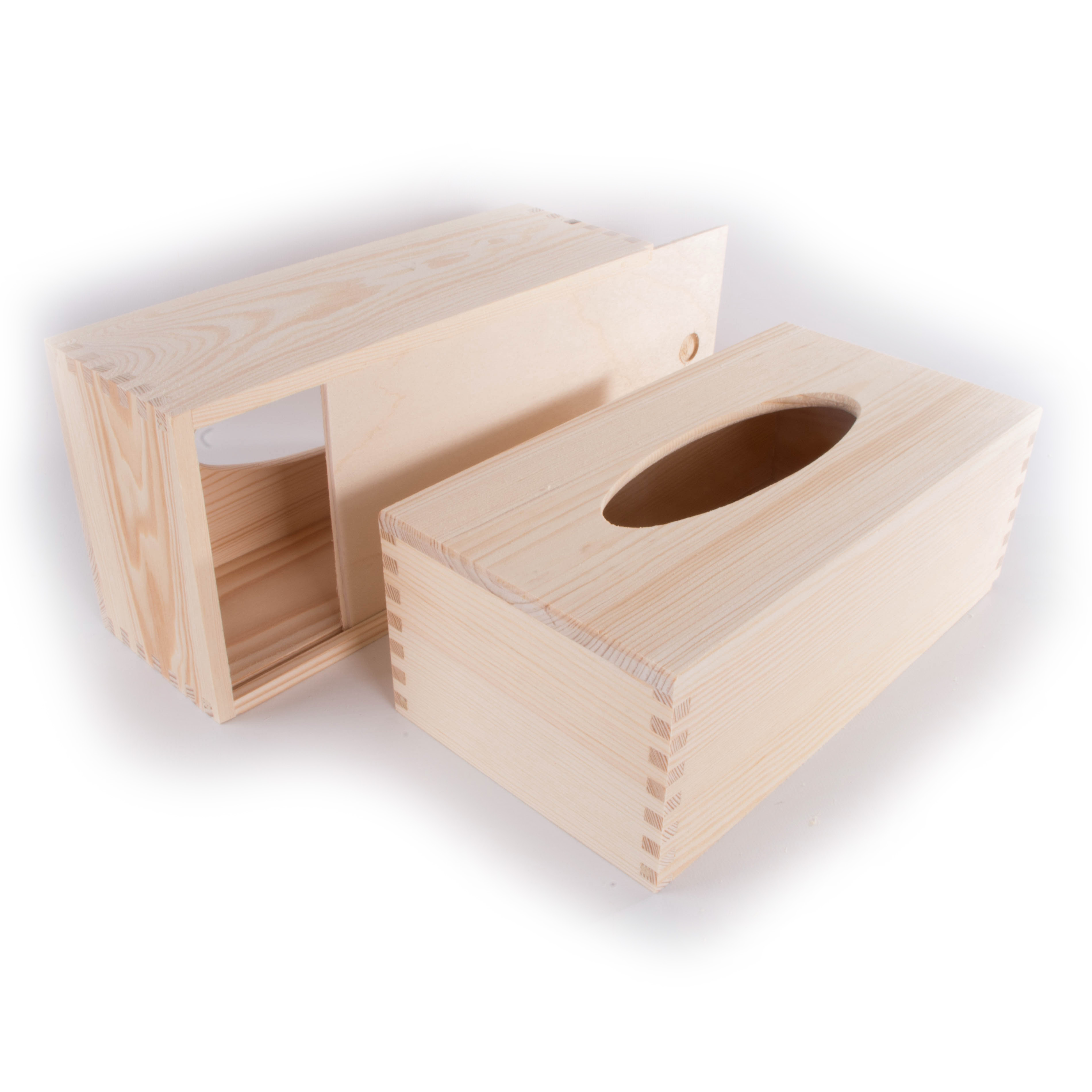 Rectangular Wooden Tissue Box With Sliding Bottom /Art Craft Decoupage